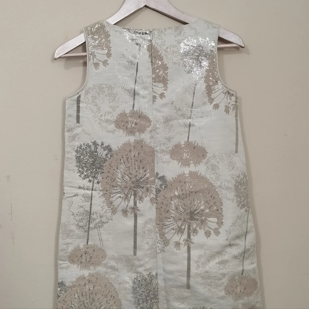 Gap Kids Sz XXL 14-16 Jacquard Floral Sleeveless Dress White and Beige Party
